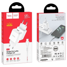 Phone charger Hoco USB A 2A 10W + cable USB A to USB C N2 white