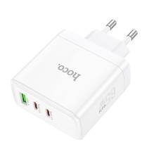Telefono įkroviklis Hoco 2 x USB C + USB A GaN QC PD 65W N30 baltas