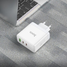 Phone charger Hoco 2 x USB C + USB A GaN QC PD 65W N30 white
