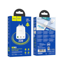 Phone charger Hoco 2 x USB C + USB A QC3.0 PD 3A 35W N33 white