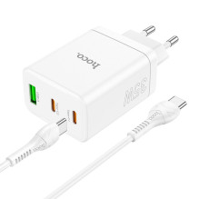 Phone charger Hoco 2 x USB C + USB A QC3.0 PD 3A 35W + cable USB C to USB C N33 white