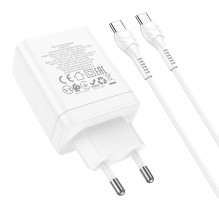 Phone charger Hoco 2 x USB C + USB A QC3.0 PD 3A 35W + cable USB C to USB C N33 white