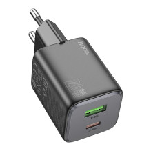 Telefono įkroviklis Hoco USB A + USB C QC3.0 PD 3A 20W N41 juodas