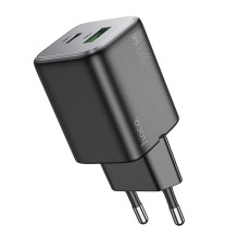 Telefono įkroviklis Hoco USB A + USB C QC3.0 PD 3A 20W N41 juodas