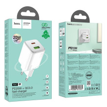 Phone charger Hoco USB A + USB C QC3.0 PD 3A 20W N41 white
