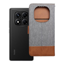 Atverčiamas dėklas Xiaomi Redmi NOTE 14 PRO 4G, pilkos spalvos, džinsinio audinio