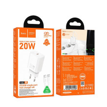 Phone charger Hoco USB C QC PD 20W + cable USB C to USB C N60 white