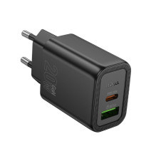 Telefono įkroviklis Hoco USB A + USB C QC3.0 PD 3A 20W N61 juodas