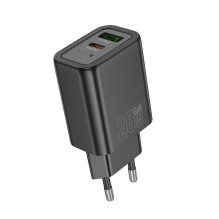 Telefono įkroviklis Hoco USB A + USB C QC3.0 PD 3A 20W N61 juodas