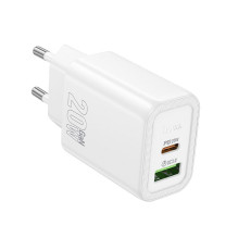 Telefono įkroviklis Hoco USB A + USB C QC3.0 PD 3A 20W N61 baltas
