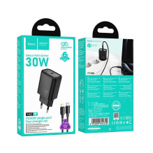 Telefono įkroviklis Hoco USB C QC PD 30W + laidas USB C - Lightning N62 juodas