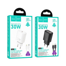 Telefono įkroviklis Hoco USB C QC PD 30W + laidas USB C - Lightning N62 juodas