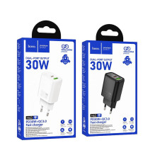 Telefono įkroviklis Hoco USB A + USB C QC3.0 PD 3A 30W N63 baltas