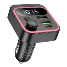 HOCO automobilio FM siųstuvas „Bluetooth“ 2 x USB A + C tipo PD QC3.0 20W E85 juodas