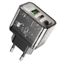 Telefono įkroviklis Hoco USB A + USB C QC3.0 PD 3A 20W N34 skaidrus