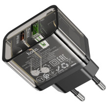 Phone charger Hoco USB A + USB C QC3.0 PD 3A 20W N34 transparent