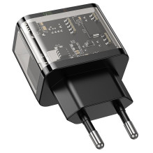 Phone charger Hoco USB A + USB C QC3.0 PD 3A 20W N34 transparent