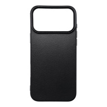 iPhone 17 PRO MAX dėklas, juodos spalvos, oda