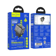 Phone charger Hoco USB A + USB C QC3.0 PD 3A 20W N34 transparent