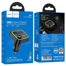 HOCO automobilio FM siųstuvas „Bluetooth“ 2 x USB A + C tipo PD QC3.0 20W E85 juodas
