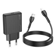 Telefono įkroviklis Hoco Slim USB C QC PD 20W + laidas USB C - Lightning N37 juodas