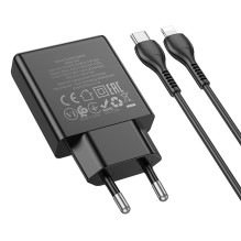 Telefono įkroviklis Hoco Slim USB C QC PD 20W + laidas USB C - Lightning N37 juodas