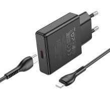 Telefono įkroviklis Hoco Slim USB C QC PD 20W + laidas USB C - Lightning N37 juodas