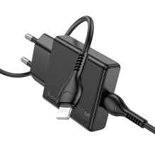 Telefono įkroviklis Hoco Slim USB C QC PD 20W + laidas USB C - Lightning N37 juodas