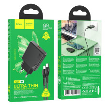 Phone charger Hoco Slim USB C QC PD 20W + cable USB C to Lightning N37 black