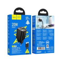 Telefono įkroviklis Hoco USB A + USB C QC3.0 PD 3A 20W + laidas USB C - Lightning N52 juodas