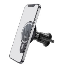 Belaidis automobilio telefono laikiklis, suderinamas su „Magsafe Hoco 15W“ oro išleidimo anga, CA85, juodas Belaidis automobilio telefono laikiklis, suderinamas su „Magsafe Hoco 15W“ oro išleidimo anga, CA85, juodas