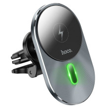 Belaidis automobilio telefono laikiklis, suderinamas su „Magsafe Hoco 15W“ oro išleidimo anga, CA91, pilkas