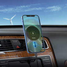 Belaidis automobilio telefono laikiklis, suderinamas su „Magsafe Hoco 15W“ oro išleidimo anga, CA91, pilkas