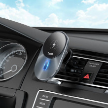 Belaidis automobilio telefono laikiklis, suderinamas su „Magsafe Hoco 15W“ oro išleidimo anga, CA91, pilkas