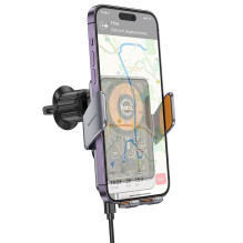 Wireless car phone holder Hoco 15 W air vent HW7 gray Wireless car phone holder Hoco 15 W air vent HW7 gray