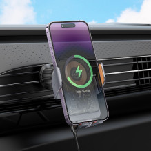 Belaidis automobilio telefono laikiklis Hoco 15 W oro išleidimo angos HW7 pilkas Belaidis automobilio telefono laikiklis Hoco 15 W oro išleidimo angos HW7 pilkas