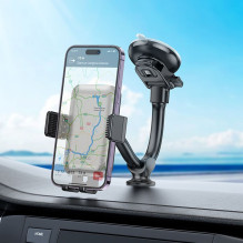 Automobilinis telefono laikiklis Hoco priekiniam stiklui / prietaisų skydeliui H27 juodas