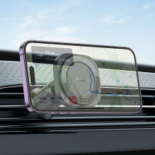 Magnetic car phone holder compatible with Magsafe Hoco air vent H28 black