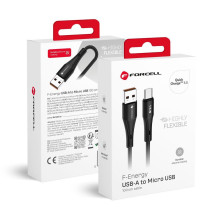 USB A į Micro USB laidas Forcell F-Energy QC3.0 2,4A 18W silikoninis 1 m C341 juodas