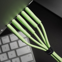 Cable USB A to Micro USB Forcell F-Energy QC3.0 2,4A 18W Silicone 1 m C341 green