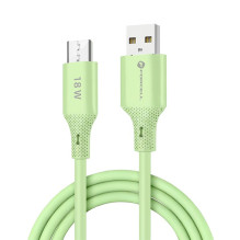 Cable USB A to Micro USB Forcell F-Energy QC3.0 2,4A 18W Silicone 1 m C341 green