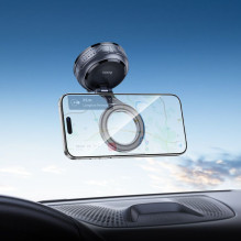 Automobilinis laikiklis magnetinis Hoco su reguliuojamu siurbtuku H92 juodo metalo pilkas