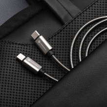 Laidas USB C į USB C Forcell F-Energy QC4.0 PD 3A 60W metalinis 1 m C237 sidabrinis Laidas USB C į USB C Forcell F-Energy QC4.0 PD 3A 60W metalinis 1 m C237 sidabrinis
