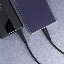 USB C laidas į USB C jungtį Forcell F-Energy QC4.0 PD 5A 100W silikoninis 1 m C347 juodas