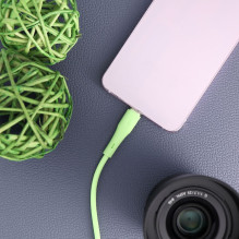 Cable USB A to USB C Forcell F-Energy QC4.0 3A 66W Silicone 1 m C342 green
