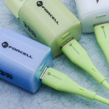 Laidas USB C į USB C Forcell F-Energy QC4.0 PD 3A 60W silikoninis 1 m C344 žalias