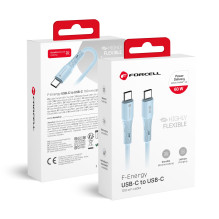 USB C laidas į USB C jungtį Forcell F-Energy QC4.0 PD 3A 60W silikoninis 1 m C344 mėlynas