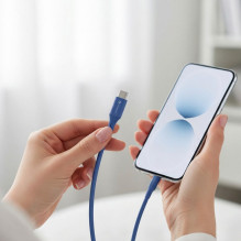 USB C laidas į USB C jungtį Forcell F-Energy QC4.0 PD 3A 60W silikoninis 1 m C344 tamsiai mėlynas