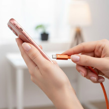 Laidas USB C į USB C Forcell F-Energy QC4.0 PD 5A 100W Cafule Flat 1,2 m CCFN23 oranžinis Laidas USB C į USB C Forcell F-Energy QC4.0 PD 5A 100W Cafule Flat 1,2 m CCFN23 oranžinis