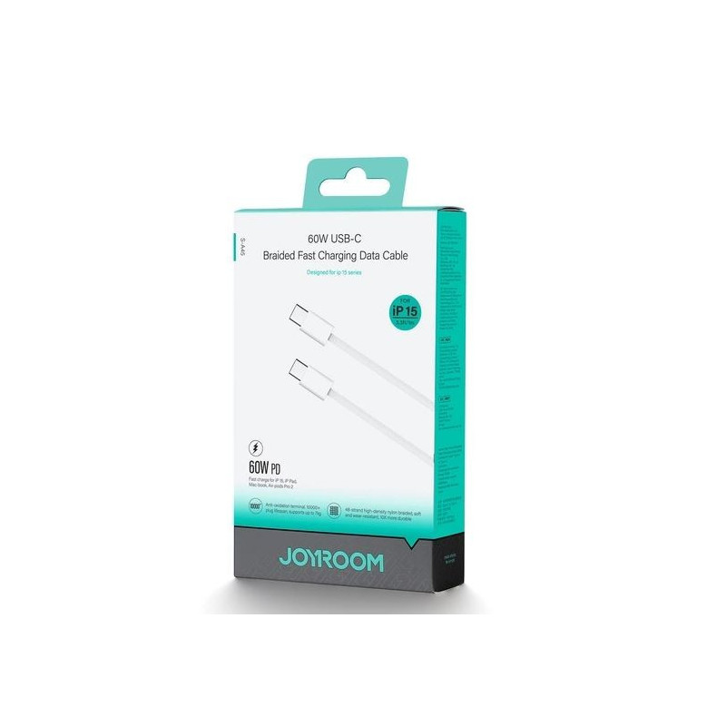 USB kabelis JOYROOM (S-A45) "USB-C (Type-C) to USB-C (Type-C)" (60W 1m) baltas